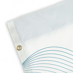 Flag with eyelets and sleeves