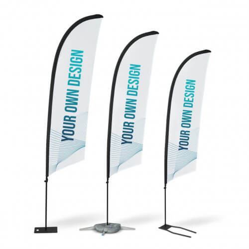 Tres Packs Fly Banner Surf con distintos tamaños y bases
